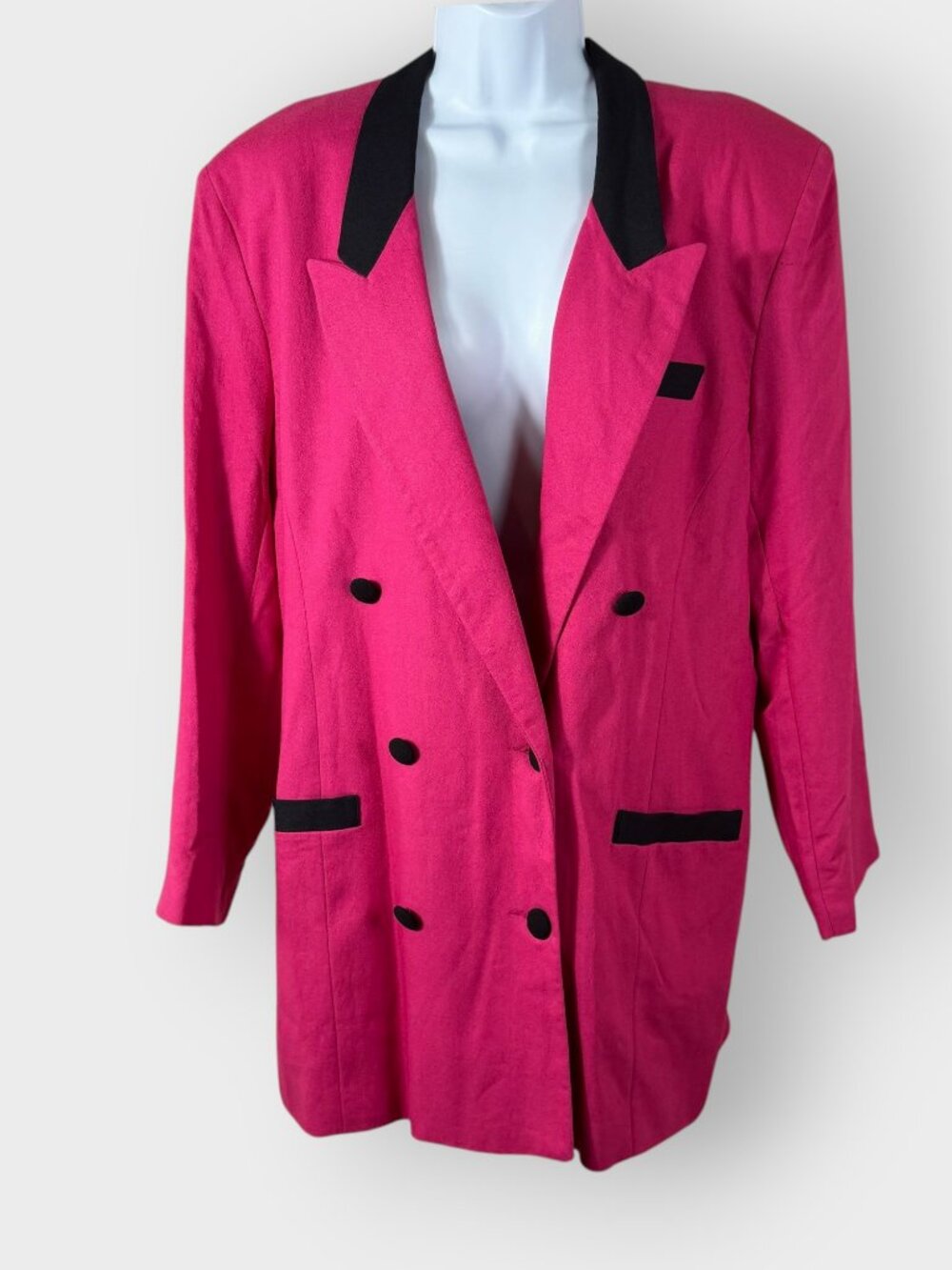 NOS Vtg David N Hot Pink Double Breasted Blazer | 14 | 80s Dopamine Bold